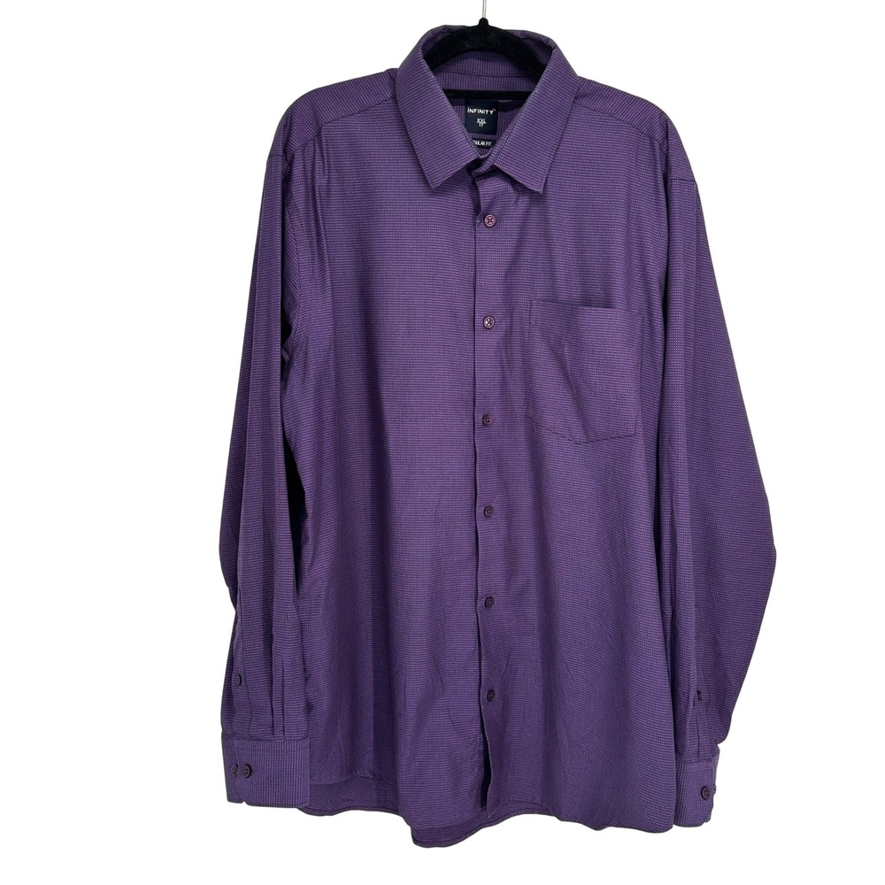 Infinity Men XXL 17 Purple Geometric Button Down Shirt Regular Fit Cotton